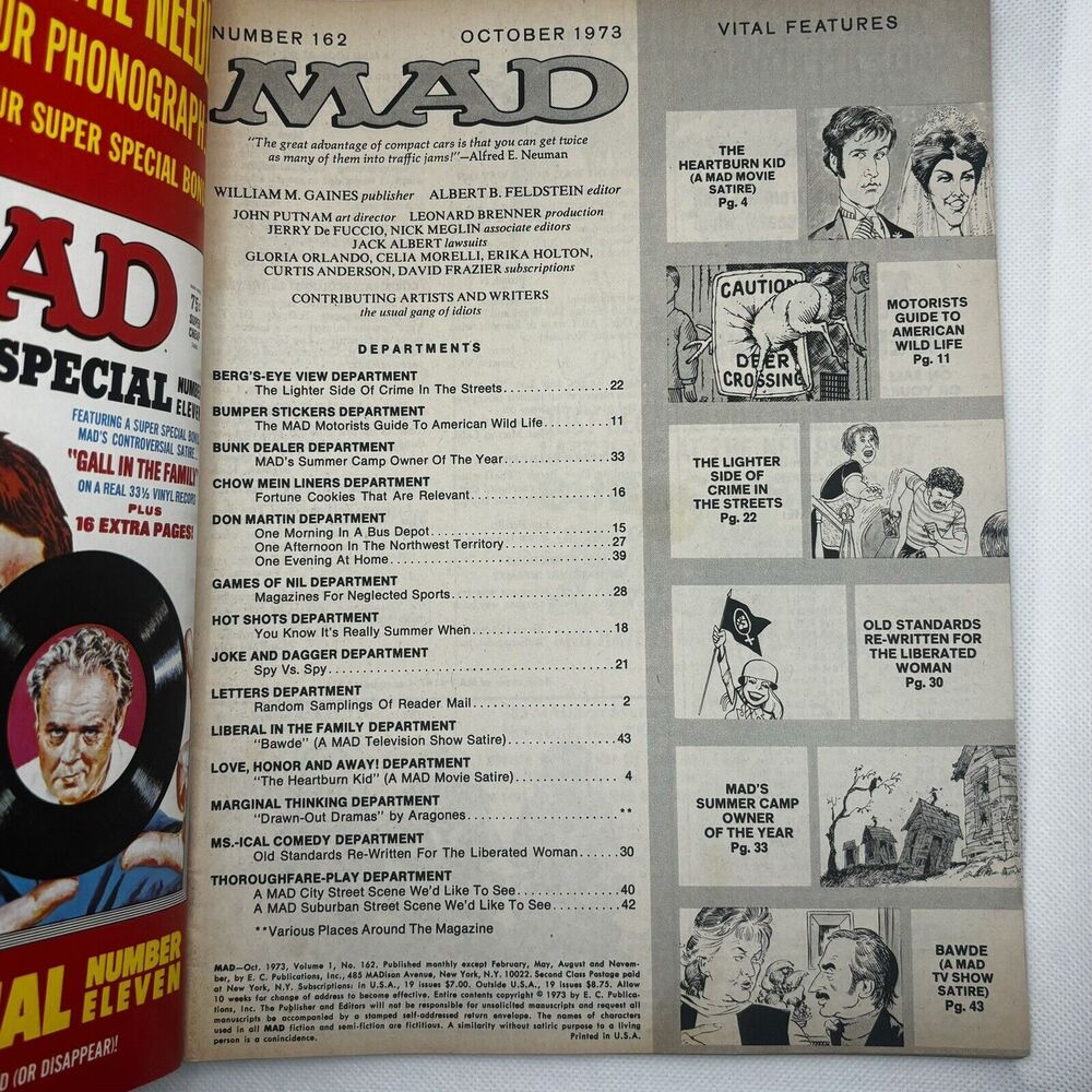 Mad Magazine Vol 1 No 162 October 1973 Beach Sandcastle Vintage Satire Humor Wit - Picture 3 of 3